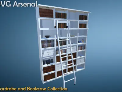 Wardrobe and Bookcase Collection - HQ Low-poly 3D model