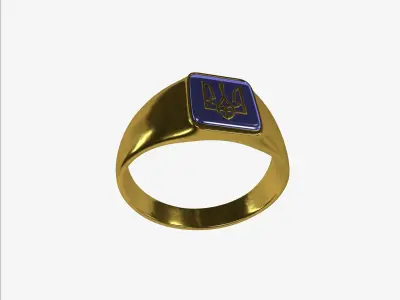 ring with Ukrainian coat of arms 3D print model