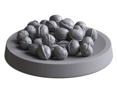 Walnuts in dish 01 3D model