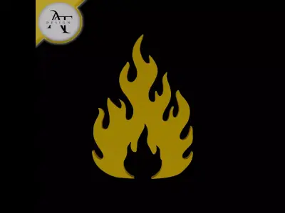 Simple Flame Symbol - 2D Art Free 3D print model 23