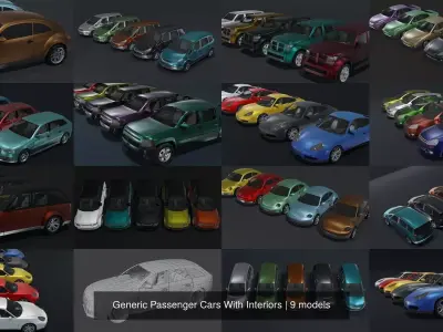 Generic Passenger Cars With Interiors 3D Model Pack