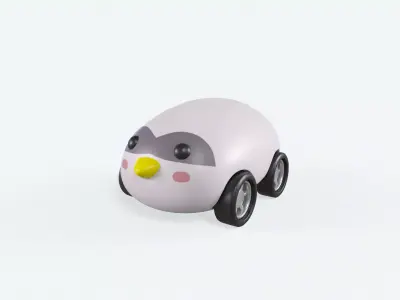 Cartoon Penguin Car Cute  Low-poly 3D model