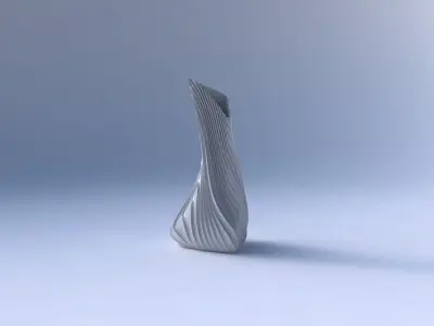 Vase twist puffy tappered triangle with wavy extruded lines 3 3D print model
