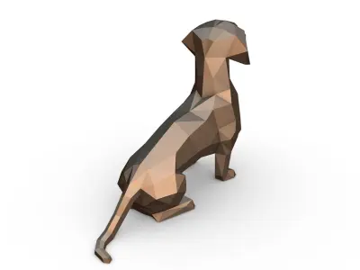 dachshund figure low poly 3D print model
