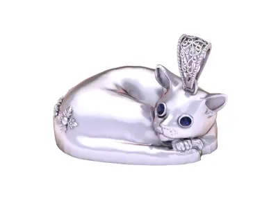 Sleeping Royal Cat Pendant     3D print model