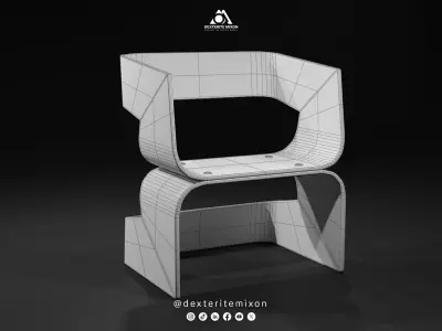 3D Model of Curved Wooden Chair Low-poly 3D model