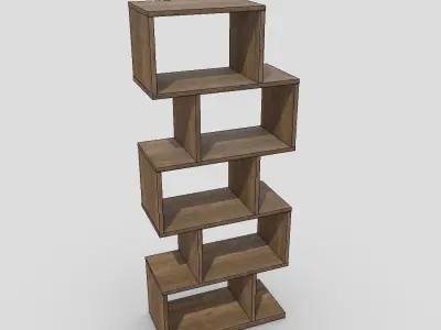 Shelf 8 wooden bookcase with four shelves Low-poly 3D model