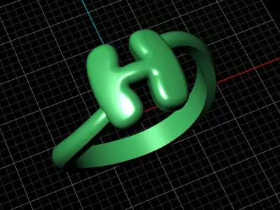 H alphabet baypass ring 3D print model