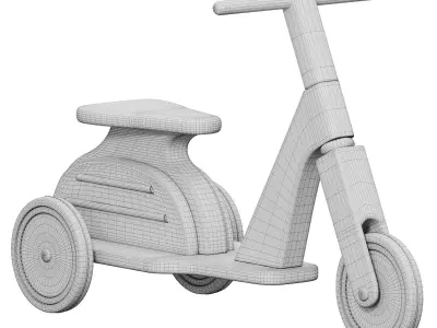 scooter toy wooden tricycle 3D model