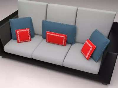 sofa set with cushions 3D model