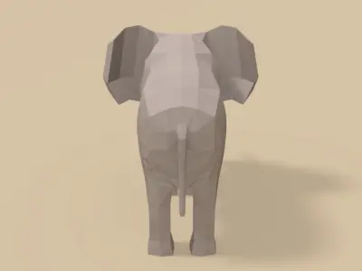 Low Poly Cartoon African Elephant Low-poly 3D model