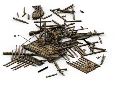 Game Elf Mountain - Broken - Chariot 02 3D model
