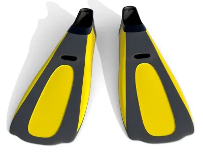 Dive Flippers Yellow Low-poly 3D model