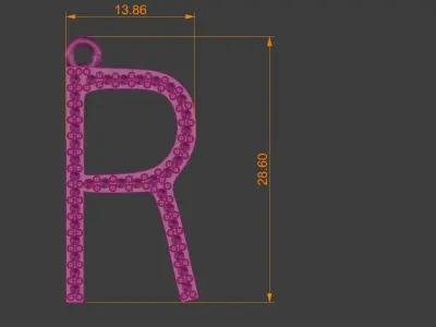 Diamond Letter R Pendant Gold Silver Platinum Luxury Jewelry 3D print model