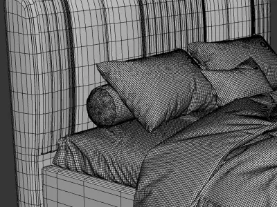 Light Luxury Bed Modern Simple Master Bedroom 3D model