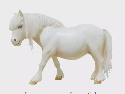 Friesian Horse with Flowing Mane and Feathered Legs Low-poly 3D model