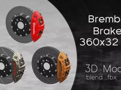 Brembo 360x32 4 Piston Brake 3D Model 3D model