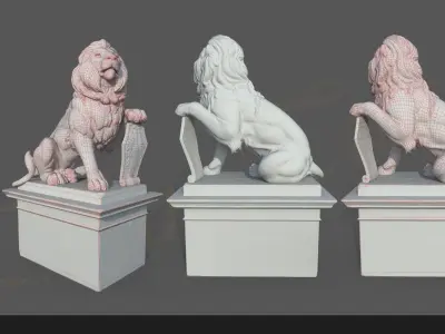 Lion Statue Low-poly 3D model