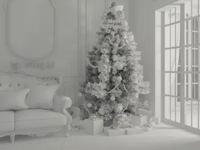 3d model of Christmas decorated housing 3D print model
