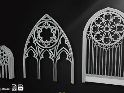 60 Gothic Window Vol1   Low-poly 3D model