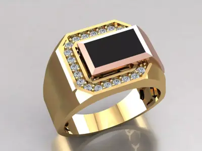 Men ring onyx diamond  3D print model