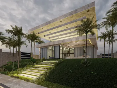Modern Tropical Villa Exterior - Lumion Scene 3D model