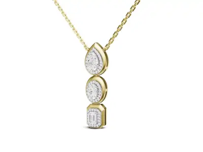 Fiery Rose Gold Diamond Tie Necklace With Pear Oval Emerald 3D print model