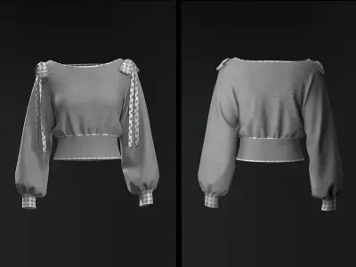 Women Cropped Hoodie 3D model