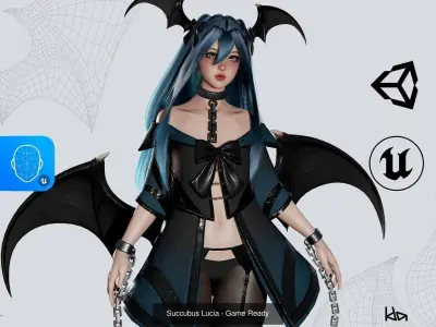 Succubus Sisters - Game Ready Fantasy Girls 3D Model Collection