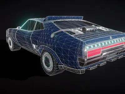 Ford Falcon Retro Futuristic Car Low-poly 3D model