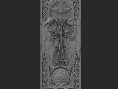 Icon 1 ornately carved wooden panel 3D print model