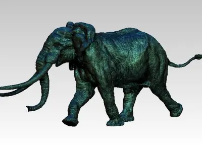 Elephant with long tusks 3D print model