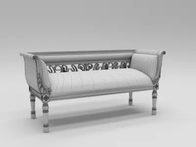 Wooden divan sofa 3D model