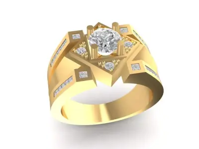Luxury Geometric Diamond Men Ring 3D Model   2008 3D print model