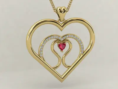 Pendant Heart Diamond 3D print model