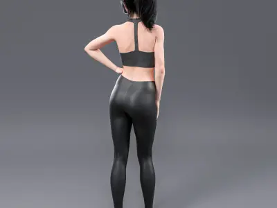 Fitness woman in pose 3D model