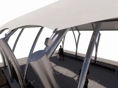 Roof structure for car parking and walkways 2 Low-poly 3D model