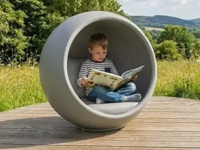 Modern Organic Sphere Pod Chair  Cozy Outdoor Lounge Seating Low-poly 3D model