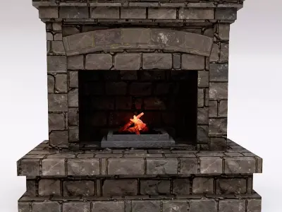 Fire Place low poly 3d model  Low-poly 3D model