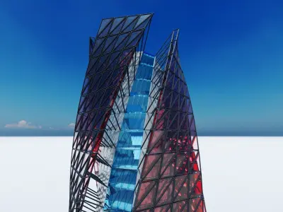 SKYSCRAPER - GLASS TOWER - FUTURE CITY ARCHITECTURE 3D model