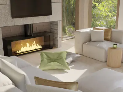 Living Room 3 Blender Scene - DAY and NIGHT 2Versions 3D model