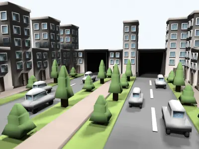 base city Low-poly 3D model