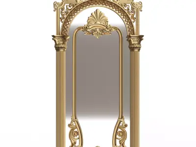 Carved Classic Mirror 01 Low-poly 3D model