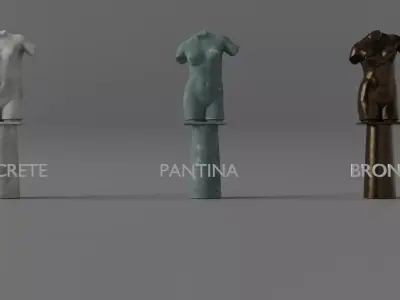 Female Torso Statue Low-poly 3D model