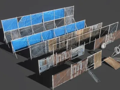 Fences pack Low-poly 3D model