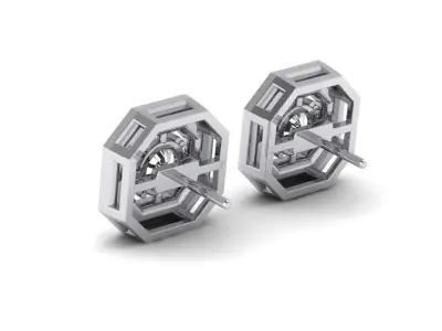 H-ERG-821 two diamond stud earrings 3D print model