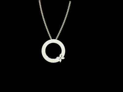 Round  Flower Pendant With Diamonds 3D print model