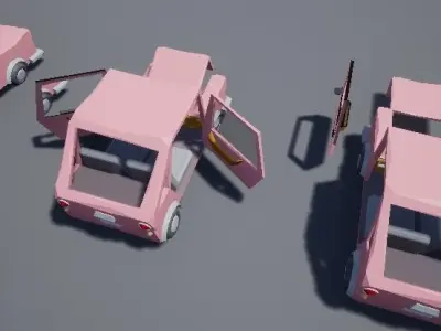 Low Poly Cartoon Style Car Low-poly 3D model