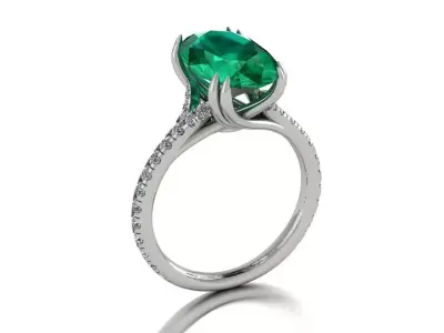 Jewelry Ring Emerald Gemstone 3D print model
