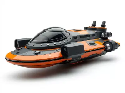 Orange Futuristic Vehicle model pack Low-poly 3D model